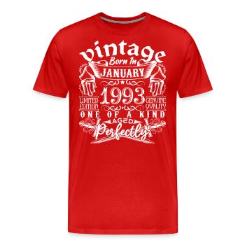 January 1993 birthday January 1993 January - Men's Premium Organic T-Shirt - red - Front - Damien (186cm)