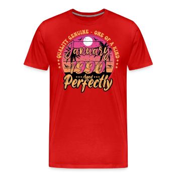 January 1990 Anniversary 1990 January 1990 - Men's Premium Organic T-Shirt - red - Front - Damien (186cm)