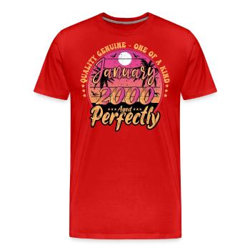 January 2000 Anniversary 2000 January 2000 - Men's Premium Organic T-Shirt - red - Front - Damien (186cm)