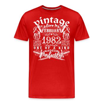 Februar 1982 Geburtstag Februar 1982 Februar - Männer Premium Bio T-Shirt - Rot - Vorne - Damien (186cm)