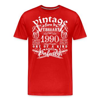 Februar 1990 Jubiläum Februar 1990 Februar - Männer Premium Bio T-Shirt - Rot - Vorne - Damien (186cm)