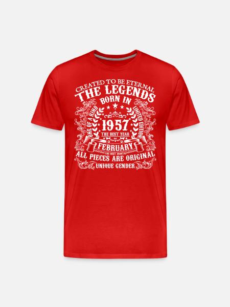 Februar 1957 Fødselsdag 1957 Februar År - Herre Premium T-shirt økologisk - rød
