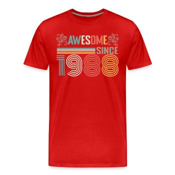 1988 Jubiläum seit 1988 Jahrgang 1988 - Männer Premium Bio T-Shirt - Rot - Vorne - Damien (186cm)