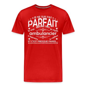 Ambulancier le seul Ambulancier le vrai Ambulancie - T-shirt bio Premium Homme - rouge - Devant - Damien (186cm)