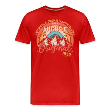 Août 1950 Août anniversaire 1950 Août - T-shirt bio Premium Homme - rouge - Devant - Damien (186cm)