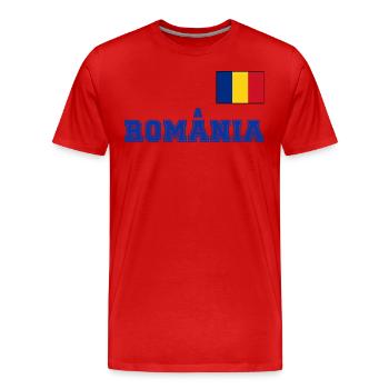Look maillot de la Roumanie – România avec drapeau - T-shirt bio Premium Homme - rouge - Devant - Damien (186cm)