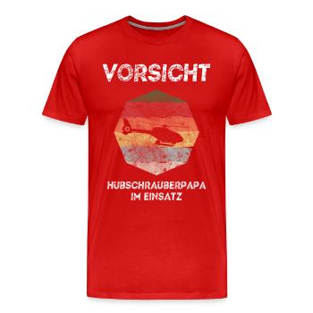Hubschrauber Papa im Einsatz Geschenk Retro 70`s - Männer Premium Bio T-Shirt - Rot - Vorne - Damien (186cm)