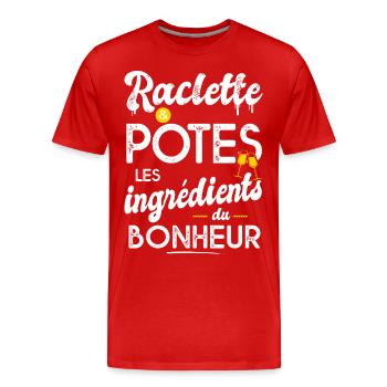 raclette et potes Humour personnalisé - T-shirt bio Premium Homme - rouge - Devant - Damien (186cm)