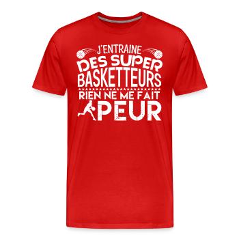 Basketball coach Cadeau coach Basketball basket !! - T-shirt bio Premium Homme - rouge - Devant - Damien (186cm)
