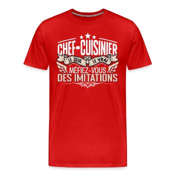 Cuisinier le seul Cuisinier le vrai Cuisinier - T-shirt bio Premium Homme - rouge - Devant - Damien (186cm)