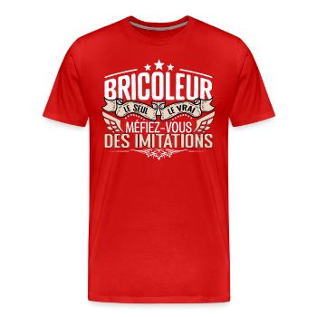 Bricoleur le seul Bricoleur le vrai Bricoleur - T-shirt bio Premium Homme - rouge - Devant - Damien (186cm)