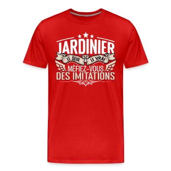Jardinier le seul Jardinier le vrai Jardinier - T-shirt bio Premium Homme - rouge - Devant - Damien (186cm)