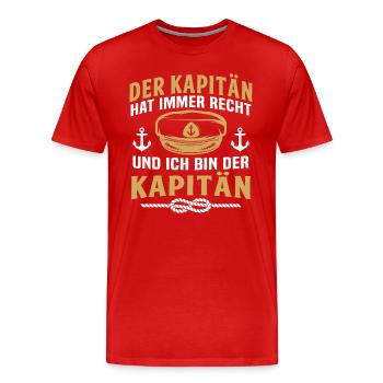 der kapitän - Männer Premium Bio T-Shirt - Rot - Vorne - Damien (186cm)