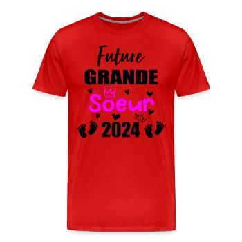 Future Grande Soeur 2024 bientôt Grande Soeur - T-shirt bio Premium Homme - rouge - Devant - Damien (186cm)
