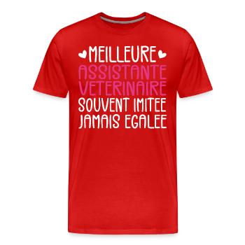 Souvent imitée Meilleure assistante vétérinaire - T-shirt bio Premium Homme - rouge - Devant - Damien (186cm)