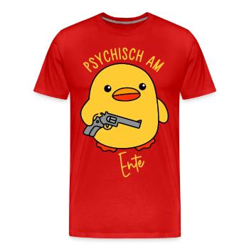 Psychisch am Ente - Männer Premium Bio T-Shirt - Rot - Vorne - Damien (186cm)