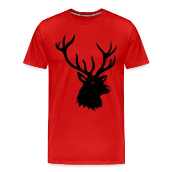 stag deer moose elk antler antlers horn horns buck - Men's Premium Organic T-Shirt - red - Front - Damien (186cm)