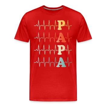 Papa Herzschlag Papa - Männer Premium Bio T-Shirt - Rot - Vorne - Damien (186cm)