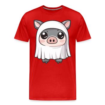 Cochon HalloweenSanglier fantôme - T-shirt bio Premium Homme - rouge - Devant - Damien (186cm)