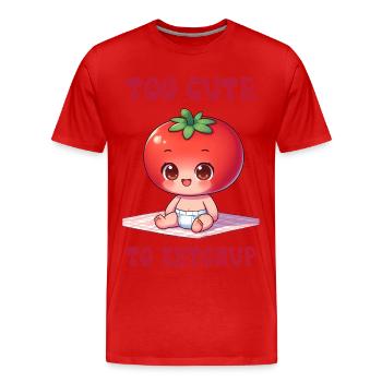 Trop mignon pour le ketchup - T-shirt bio Premium Homme - rouge - Devant - Damien (186cm)