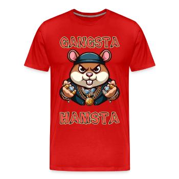 Gangsta Hamsta - Männer Premium Bio T-Shirt - Rot - Vorne - Damien (186cm)