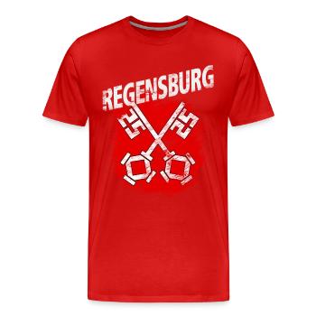 Regensburg - Männer Premium Bio T-Shirt - Rot - Vorne - Damien (186cm)