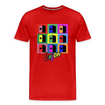 Cajon Colourful Cajon Pop Art Kajon Drummer - Men's Premium Organic T-Shirt - red - Front - Damien (186cm)