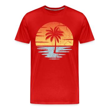 Beach Sunset - Men's Premium Organic T-Shirt - red - Front - Damien (186cm)