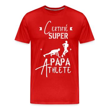 Super Papa Athlète - T-shirt bio Premium Homme - rouge - Devant - Damien (186cm)