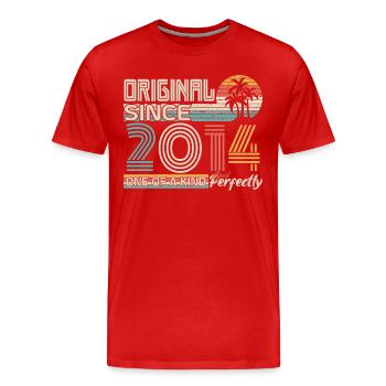 2014 Jubiläum 2014 geboren 2014 Jubiläum - Männer Premium Bio T-Shirt - Rot - Vorne - Damien (186cm)