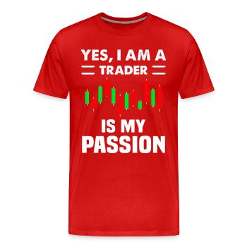 Oui Im A Trader est ma passion Trading - T-shirt bio Premium Homme - rouge - Devant - Damien (186cm)