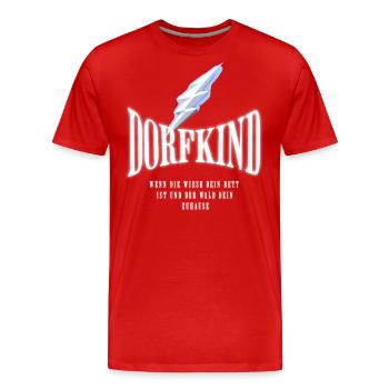 Dorfkind - Wenn die Wiese dein Bett ist - Männer Premium Bio T-Shirt - Rot - Vorne - Damien (186cm)
