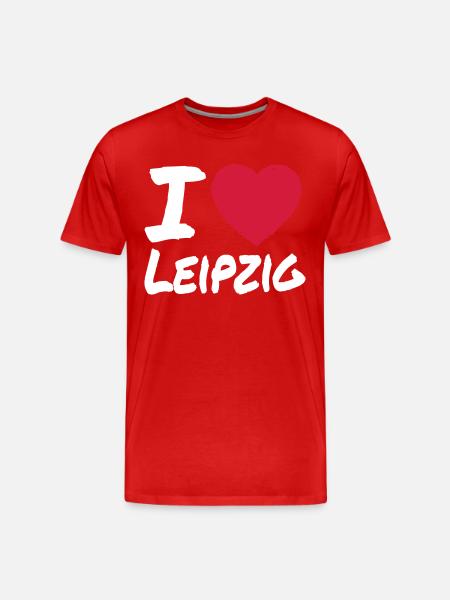 I Love Leipzig - Männer Premium Bio T-Shirt - Rot