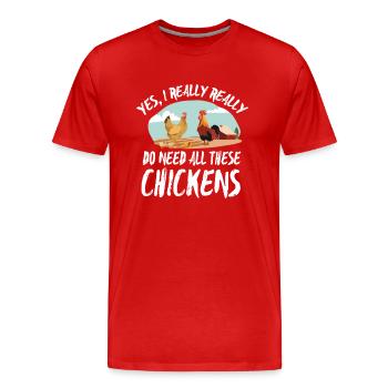 Fermier chemise Tous thèse de poulets - T-shirt bio Premium Homme - rouge - Devant - Damien (186cm)