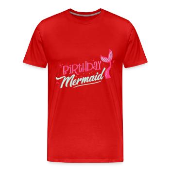 Cadeau de fête d'anniversaire sirène - T-shirt bio Premium Homme - rouge - Devant - Damien (186cm)