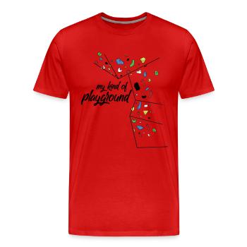 my kind of PLAYGROUND - Kletterwand T-Shirt - Männer Premium Bio T-Shirt - Rot - Vorne - Damien (186cm)