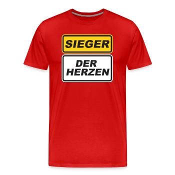 Vainqueur des coeurs mauvais perdants football - T-shirt bio Premium Homme - rouge - Devant - Damien (186cm)