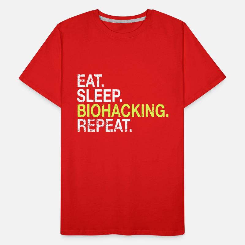 Eat Sleep Biohacking Repeat DNA Biohacker Geschenk Männer Premium Bio T-Shirt