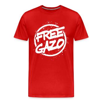 Free Gazo rappeur prison Rap Hambourg Gangster prison - T-shirt bio Premium Homme - rouge - Devant - Damien (186cm)