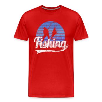 Pêche pêche rétro pêche pêche vintage pêche pêche - T-shirt bio Premium Homme - rouge - Devant - Damien (186cm)