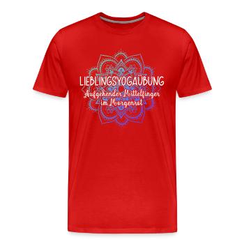 Aufgehender Mittelfinger im Morgenrot Yoga Mandala - Männer Premium Bio T-Shirt - Rot - Vorne - Damien (186cm)