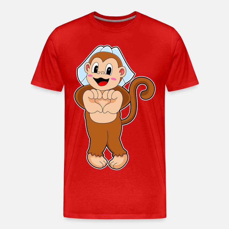 Affe Braut Hochzeit - Männer Premium Bio T-Shirt - Rot