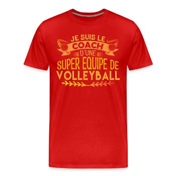 Cadeau coach Volleyball coach | Coach Volleyball - T-shirt bio Premium Homme - rouge - Devant - Damien (186cm)