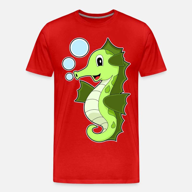Seepferdchen - Männer Premium Bio T-Shirt - Rot