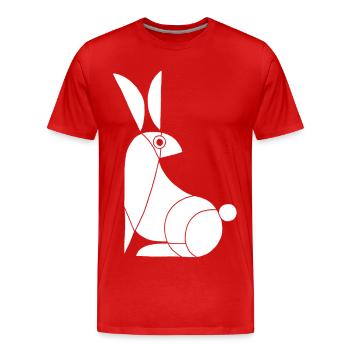 Lustiges weißes Kaninchen - Männer Premium Bio T-Shirt - Rot - Vorne - Damien (186cm)