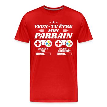 Do you want to be my godfather, Gamer godfather request - Men's Premium Organic T-Shirt - red - Front - Damien (186cm)