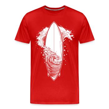 Croquis de planche de surf - T-shirt bio Premium Homme - rouge - Devant - Damien (186cm)