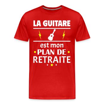 Guitare plan de retraite, fête des pères, retraite - T-shirt bio Premium Homme - rouge - Devant - Damien (186cm)