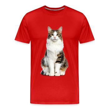 Chat moelleux mixte – Moelleux et plein de personnalité - T-shirt bio Premium Homme - rouge - Devant - Damien (186cm)