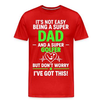 Herz + Golf – Super Papa Golfer - Männer Premium Bio T-Shirt - Rot - Vorne - Damien (186cm)